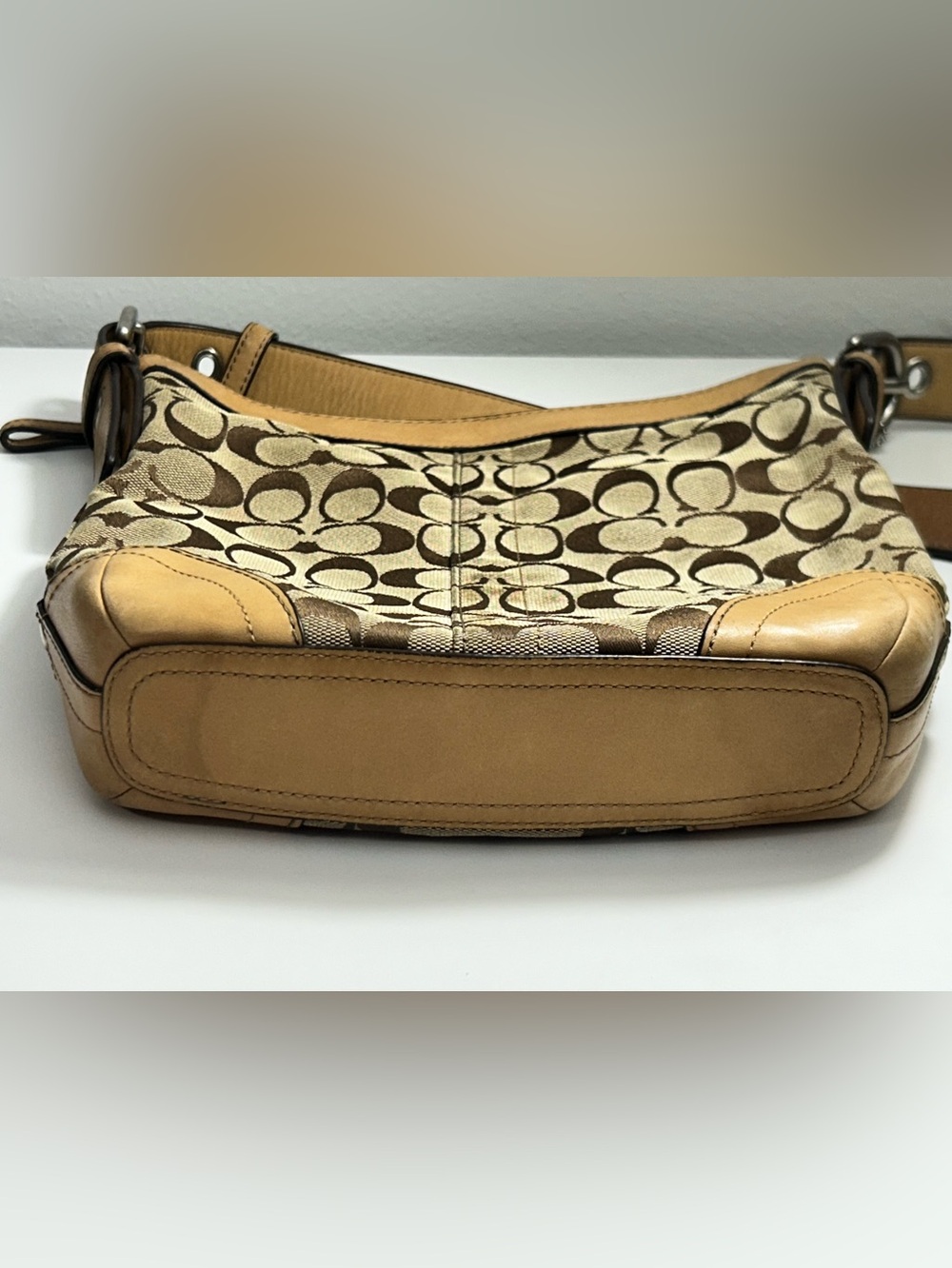 Coach Brown Signature Canvas Crossbody with Tan Leather Trim F12327 - Picture 13 of 15